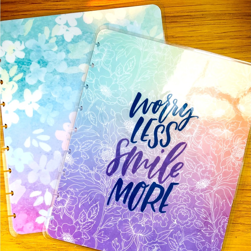Happy planner classic size cover set worry less smile more Floral rainbow